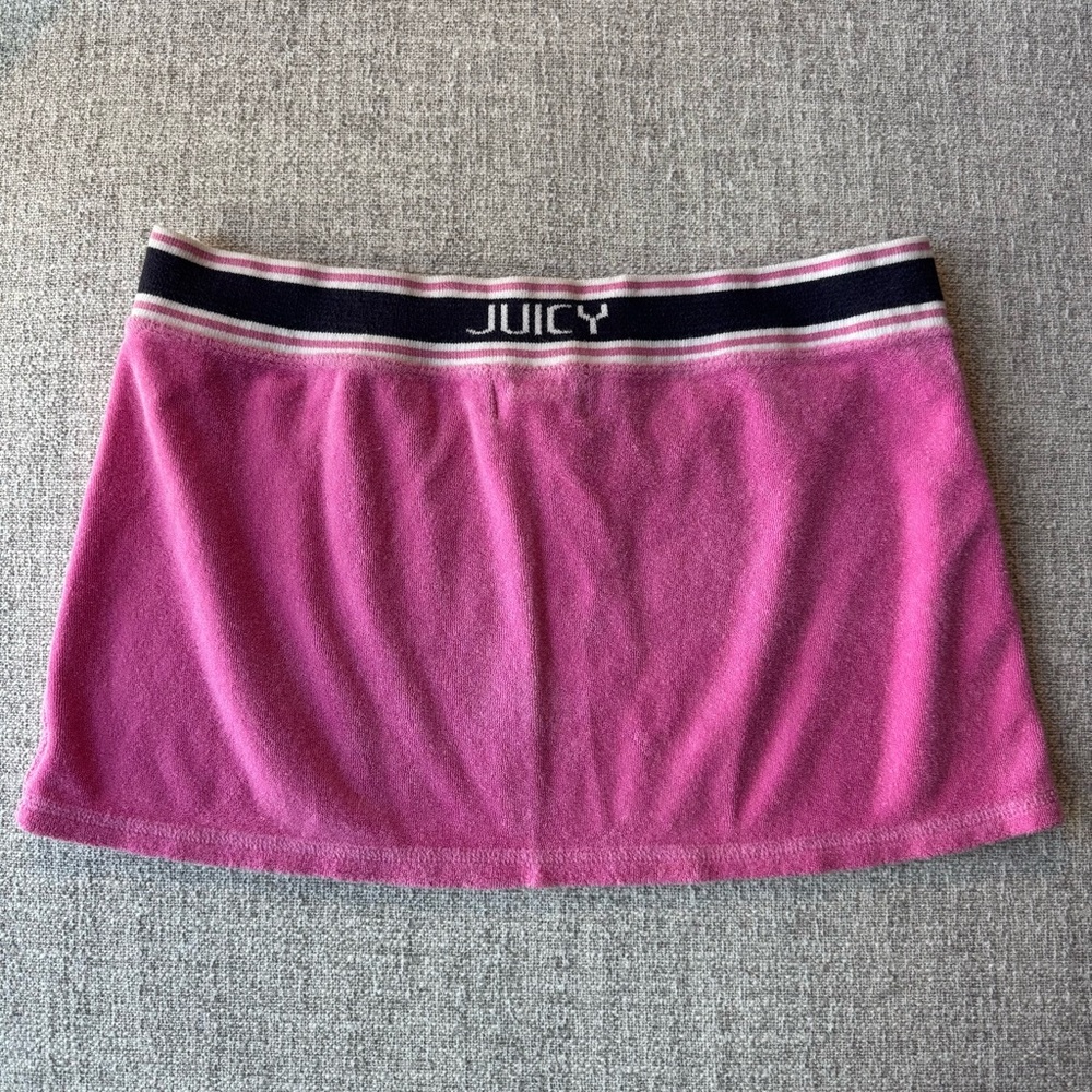 Vintage Y2K Juicy Couture Pink Terry Cloth Mini Skirt Size Large